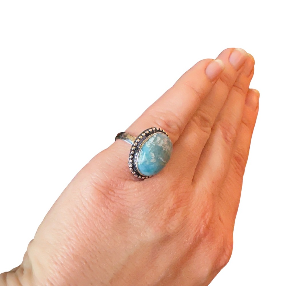 Larimar oval ring in sterling silver size 6 925 - Picture 5 of 5